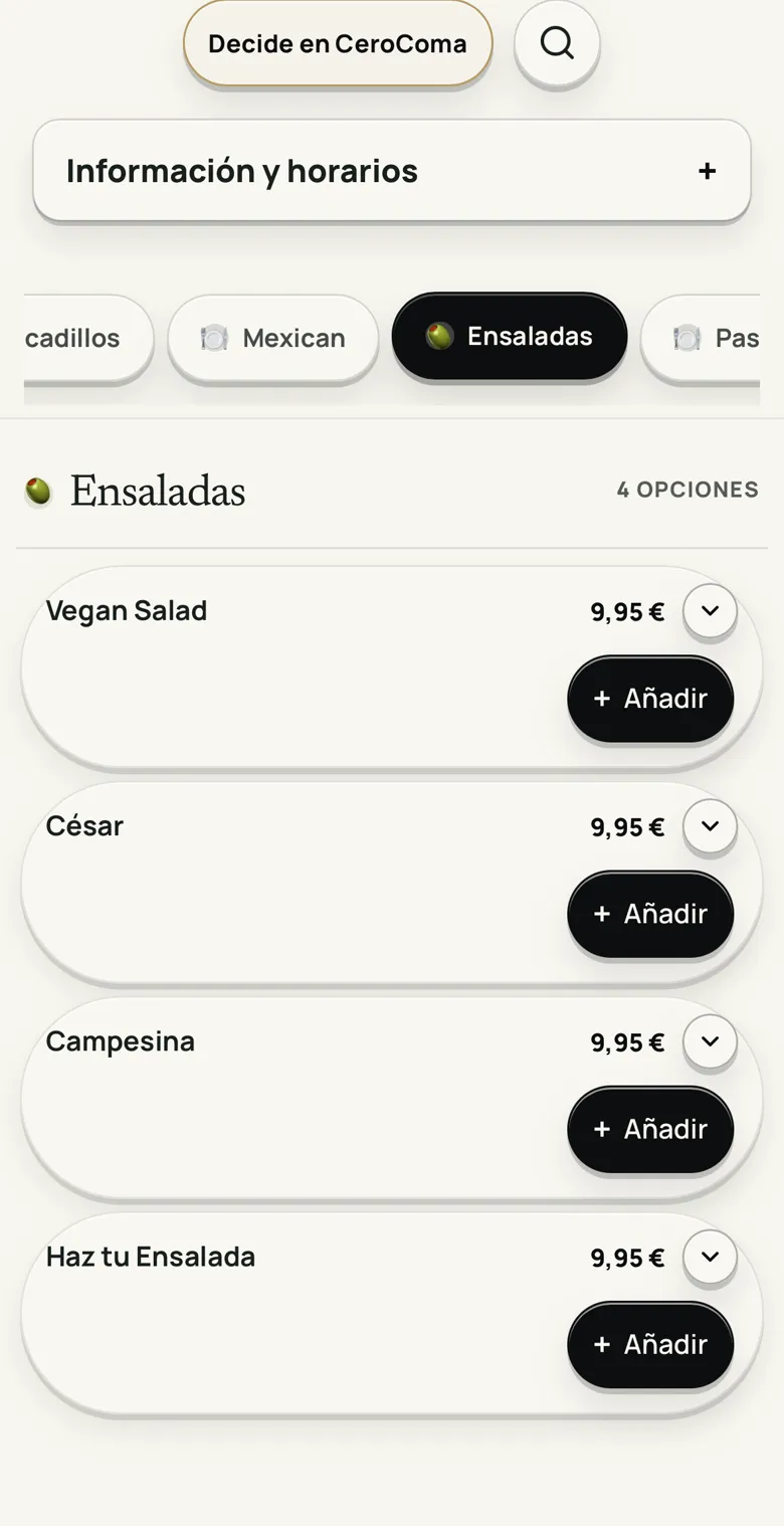 Carta pública de FAENA abierta en un móvil, con categorías, buscador y platos con precio
